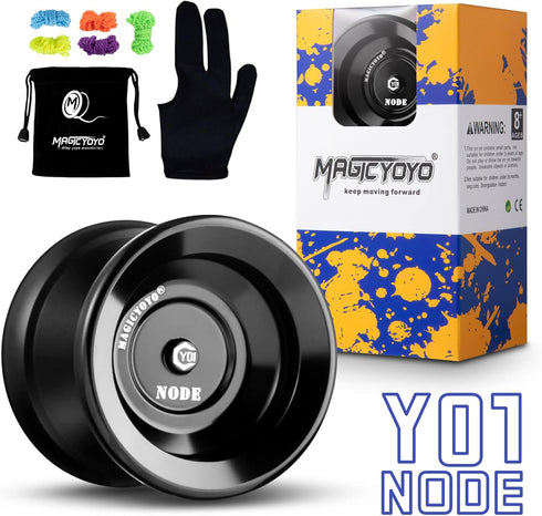 MAGICYOYO Professional Unresponsive Yoyo Y01 Node, Metal Aluminum Yo Yo for Advanced Players, Black