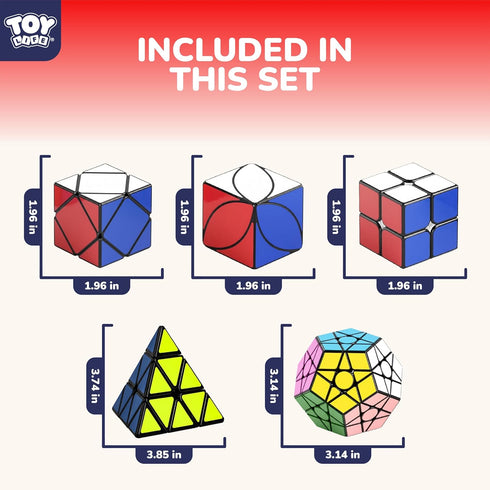 Set 10 Pack, 2x2, 3x3, 4x4 8+ STEAM Life Speed Cube Variety of Shapes & Difficulty Levels Includes Pyramid, Mirror