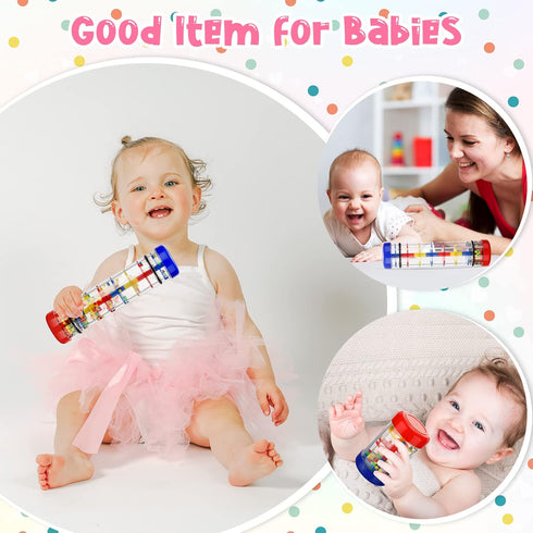 3 Pieces Rainmaker Rain Stick for Baby - Sensory Auditory Musical Instrument Rattle Tube