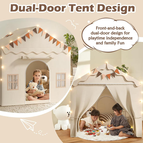 2 1 2 4 51" 39" 53", Treestone Play Tent for Kids, in Toddler Tent with Padded Mat and Light, Large Playhouse for Kids
