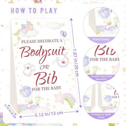 Aisharery Set Bibs Bodysuits Baby Shower Game Sign Newborn Onesies Feeder Gift Fabric Marker Stencils Kit