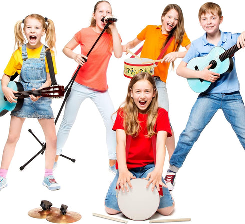 Kids Drum Set, 7.87 in Wooden Toy Drum with Adjustable Strap, Educational Sensory Musical Instrument for Toddlers