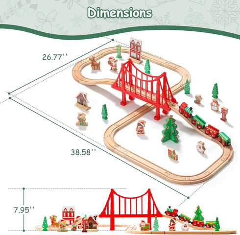 Set 50 Set Set Playset SainSmart Jr. Wooden Train Pcs Train - Toy Train with Exquisite Box, Wood Train Track Fit