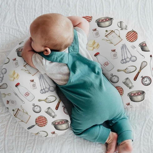 Fun Retro Kitchen Baby Nursing Pillow Covers for Boy Girl Vintage Kitchen Baking Nursery Feeding Pillowcase