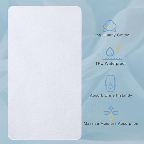 2 Pack 27" 50", Waterproof Crib Pad, x Reusable Incontinence Flannel Crib Protector for Baby, Toddler, Elders and Pets