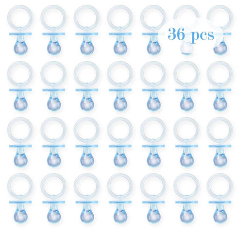 Pacifiers for Baby Shower Game, 36 Plastic Pacifiers for Decoration DIY, Large Size Baby Shower Props (Blue, 2.75 in)