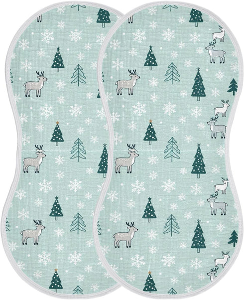 decor gift 4 Pack 22x11in Cotton Baby Burp Cloths Good Absorbent? Merry Christmas Simple Line Reindeers Green Baby Burp
