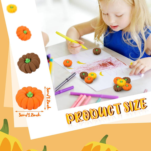Chuangdi 75 Pcs Pumpkin Erasers Bulk, Fall Mini Novelty Party Pencil Erasers for Kids, Teacher Rewards