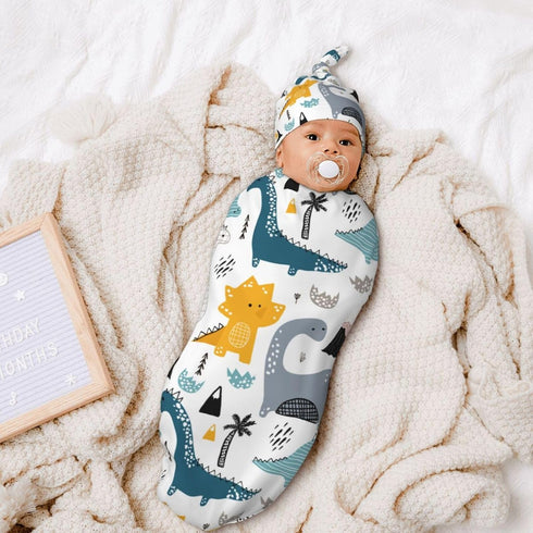 Swaddling Blanket for Baby, Soft Sleeping Bag Sack for Newborn Boys Girls, Unisex Dinosaur