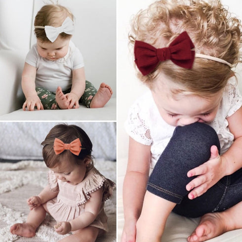 Baby Girl Headbands and Bows, Newborn Infant Toddler Nylon Elastic Hair Accessories