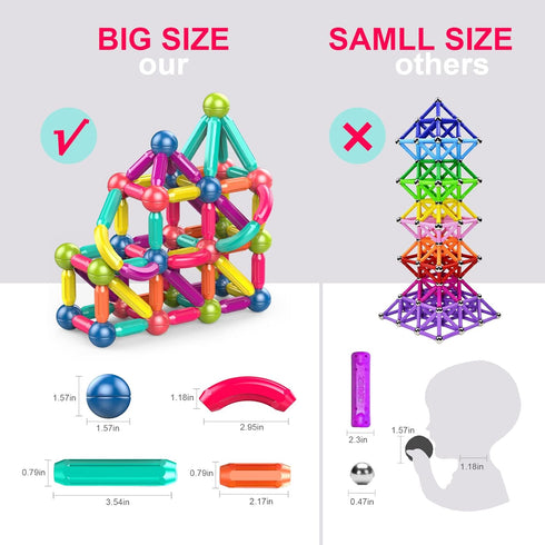 Large Magnetic Blocks (42pcs) - Magnetic Toys for Kids Ages 3-5, STEM Construction & Montessori Toys for Toddlers 1-3
