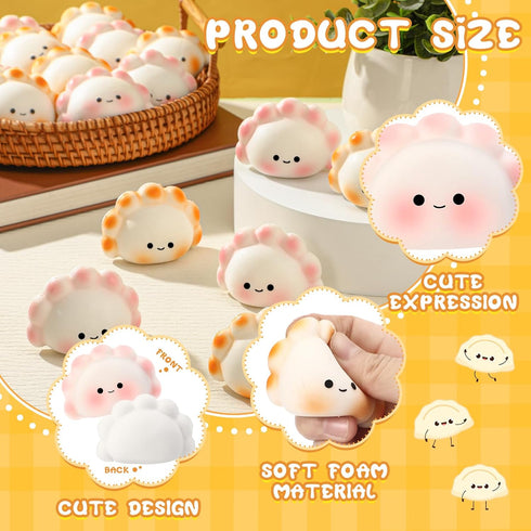 Hollowfly 20 Pcs Positive Dumpling Stress Balls Fidget Sensory Toy Emotional Relief Squeeze Stretchy Food Pierogi
