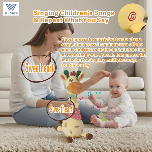 WHNKFB 6-12 1-3 Dancing Giraffe Plush Baby Toy Months - Talking Giraffe Stuffed Animal Singing Songs & Repeat What You