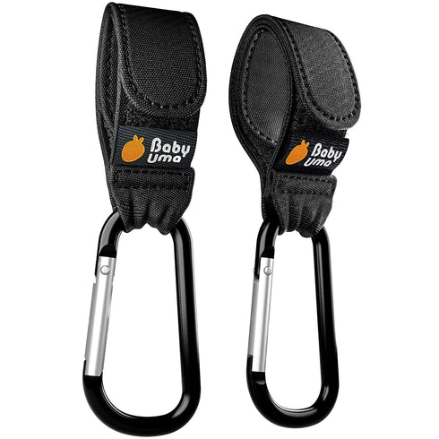 Baby Uma 2-Pack Stroller Hooks for Bags, Universal Clips, Adjustable Carabiner, Carry 11 lbs Each