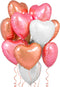 KatchOn Pack of 12 Rose Gold, White Pink Heart Balloons - 18 Inch Heart Shaped Balloons for Love Decorations