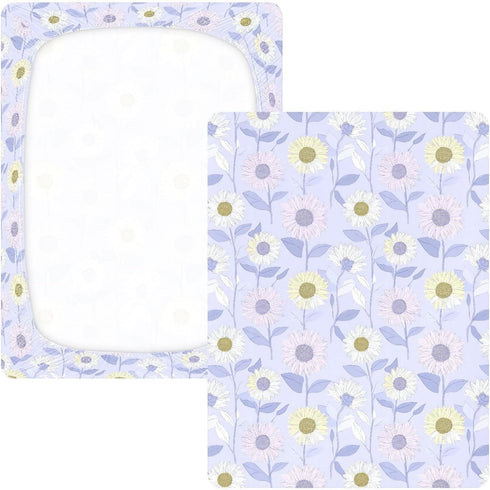 miaozhen 1 Pack 52x28 Cotton Baby Crib Sheets Comfy Breathable Blu Ray Sunflower Pastel Purple Crib Mattress Sheet