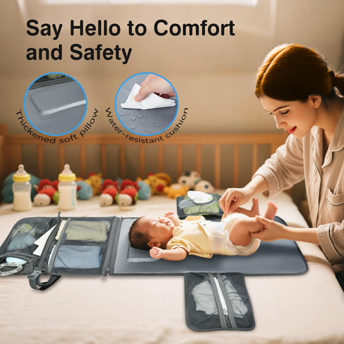 Rivermist Kids 2-in-1 Diaper Changing Pad with Detachable Storage, Quilted Design, Waterproof, Travel-Friendly