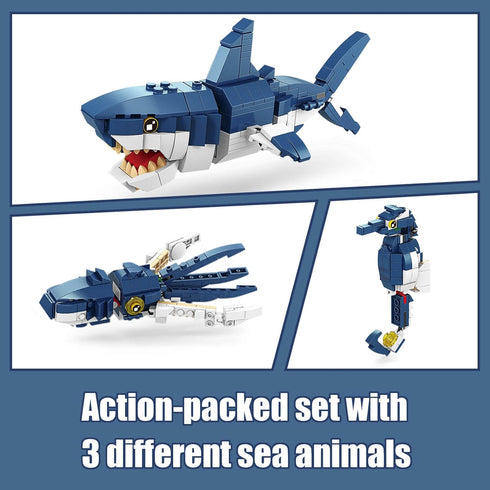 3 1 Set, 14+ (1084 HIGH GODO Creator in Animals Building Owl, Shark, Crocodle, Tiger to Animal Model Toys, Collectible