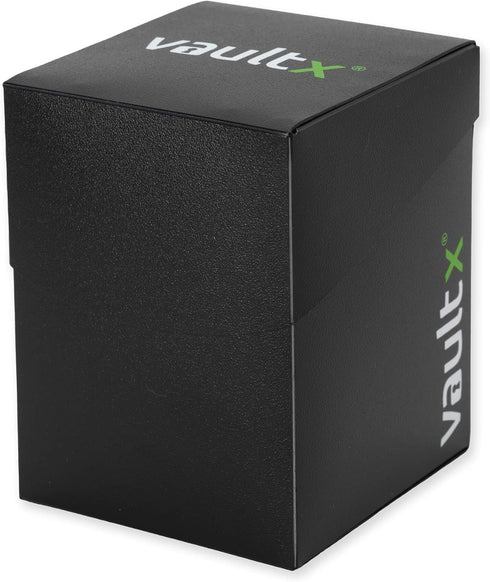 Vault X Trading Card Deck Box with 150 Black Card Sleeves, Fits 100+ Sleeved Cards, Large Standard Storage Box for TCG