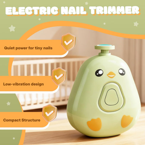 RE-WECHSEL Trimmer 6 Electric Baby Nail Safe and Quiet Nail File for Infants and Kids, Grinding Heads, Low Vibration