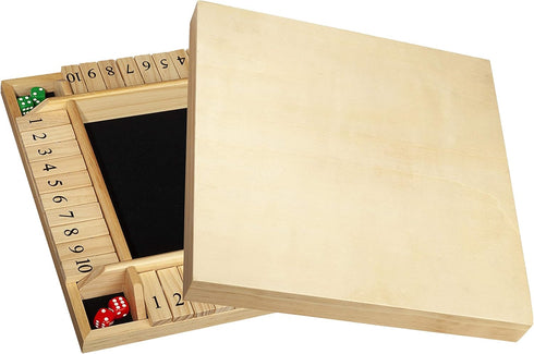 WE Games Classic Shut The Box Board Game - 4 Player Wooden Dice Game, Natural Wood, 14 in., 10 Numbers