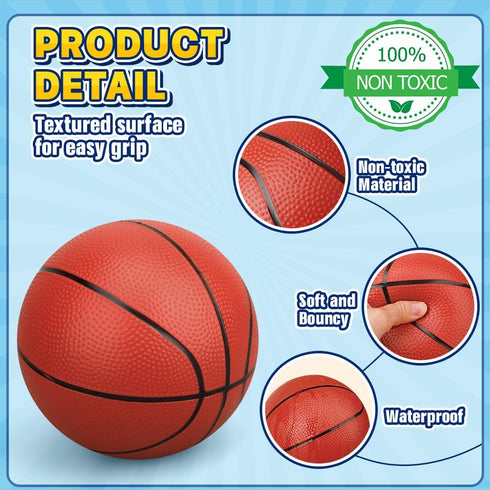 8” Water Pool Basketball Set with Pump, Replacement Ball for Basketball Hoop, PVC Waterproof Floating Toy for Summer