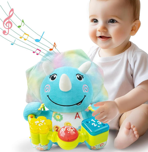 Ryotagift Baby Bilingual Musical Dinosaur Stuffed Animals Toys,Infant Early Learning Toy with Light-Up