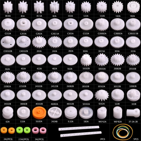 Plastic Gear Set, 75Pcs Single Double Reduction Gear Worm Gear for DIY