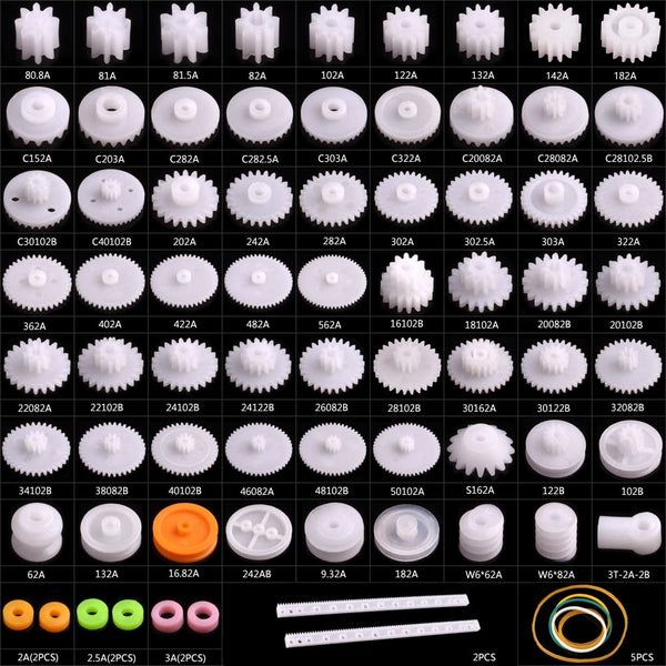 Plastic Gear Set, 75Pcs Single Double Reduction Gear Worm Gear for DIY