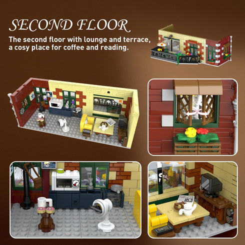 Coffee House Building Set with LED Light, 1589 PCS City Cafe Shop Block Toy for Ages 10 and Up