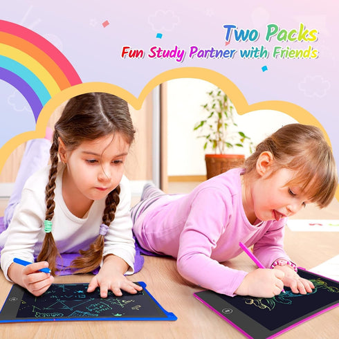 TECJOE 2 Pack LCD Writing Tablet - 10 Inch Colorful Doodle Board Drawing Tablet for Kids, Travel Learning Toys