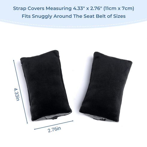 COOLBEBE Car Seat Straps Shoulder Pads for Baby Kids, Soft Seat Belt Covers for All Car Seats (Black/Grey)