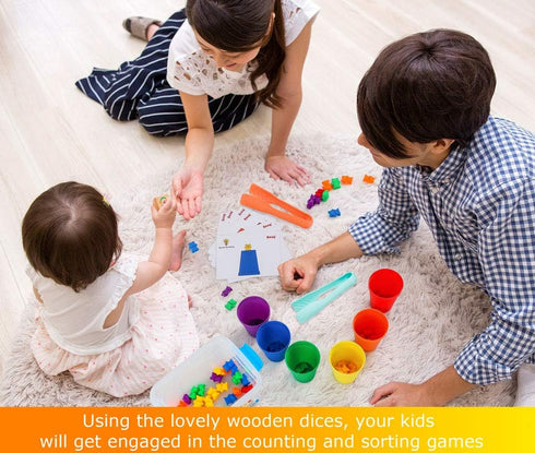 Bmag Counting Bears with Matching Sorting Cups, Pre-School Math Learning Games with Dices, STEM Educational Toy
