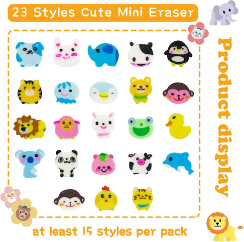 300 Pieces Animal Mini Erasers for Kids, Assortment Novelty Pencil Erasers Bulk for Classroom Rewards Prizes
