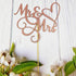 Mr and Mrs Cake Topper, Bride and Groom Sign Wedding Engagement Decorations, Double-faced Rose Gold Glitter