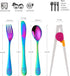 Poylim Kids Silverware, Stainless Steel Children Flatware Set of 2, Toddler Utensils, Rainbow