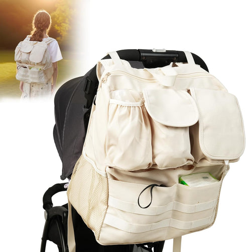 2-in-1 Stroller Organizer Baby Diaper Bag Backpack,Insulated Bottle Holder,Wipes and Phone Pocket,Shoulder