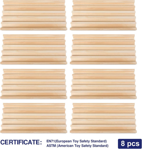 Set 8 GOTHINK Wooden Domino Racks of Trays with Felt Bottom for Mexican Train Dominoes Games, Non-Slip Domino Tiles
