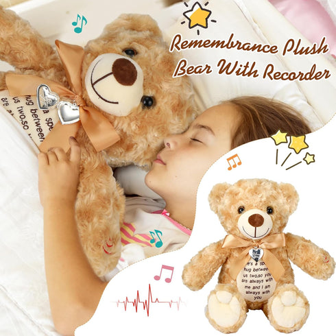 12 Inch Bear Stuffed Animals - Cute Plush Bear with Voice Recorder and Photo Pendant Set for Boys Girls
