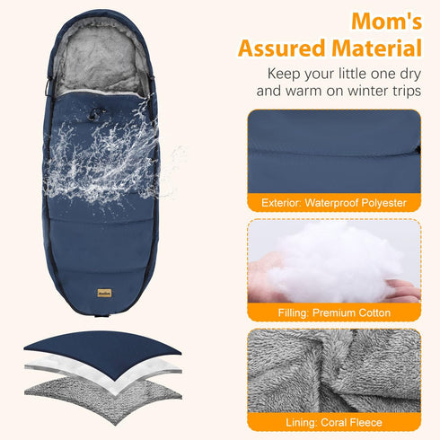 6-36 Zooawa Stroller Bunting Bag Universal, Waterproof Baby Stroller Footmuff, Stroller Sleeping Bag for Cold Weather