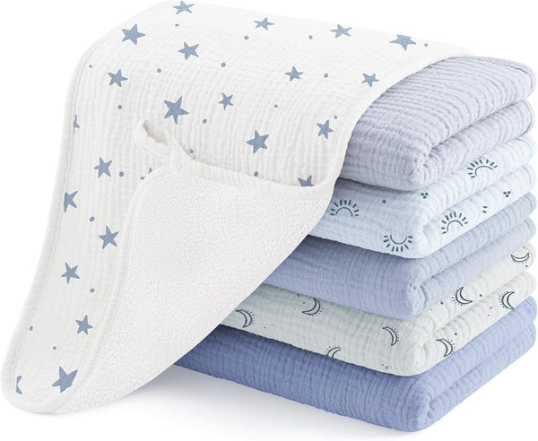 Susurration Muslin Burp Cloths, Soft Baby Burping Cloths for Unisex Boys and