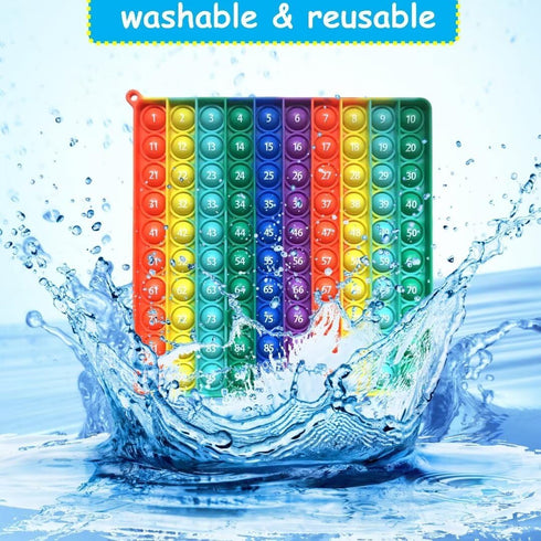 CleCoCenCir 1-100 Counting Number Popper Fidggety Toy Rainbow Hundreds Chart for Kids, Preschool Math Manipulative