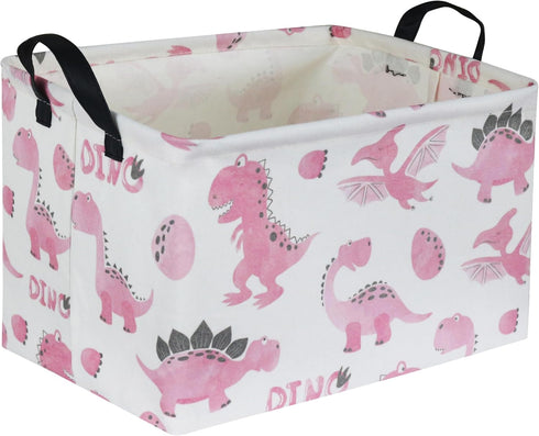 Rectangular Pink Baskets,Dinosaur Basket Cute Storage Basket Organizer for Kids Room Dinosaur