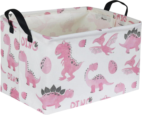 Rectangular Pink Baskets,Dinosaur Basket Cute Storage Basket Organizer for Kids Room Dinosaur
