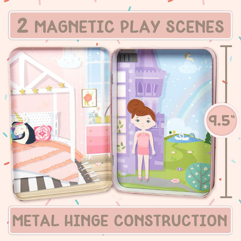 Story Magic Dress-Up Dolls Playset - Magnetic Case with Outfit and Accessory Pieces for Travel and Playdates