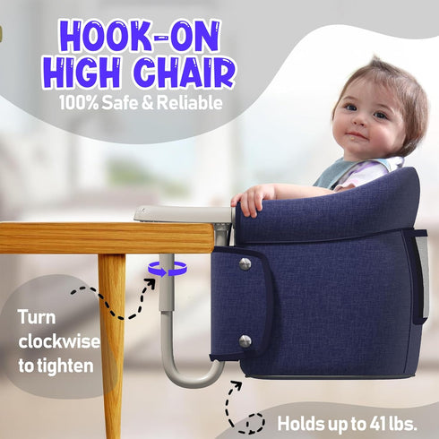 MYYOODI 6-36 Hook On High Chair, Portable Foldable High Chairs for Babies Months, Baby Feeding Chair for Home