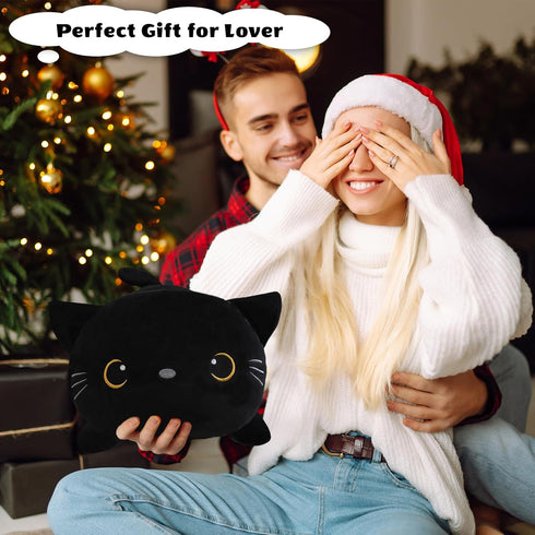 Finebee Boys(9.8" 0.8Lbs) Weighted Black Cat Stuffed Animals, Cute Weighted Black Cat Plush, Soft Stuffed Weighted