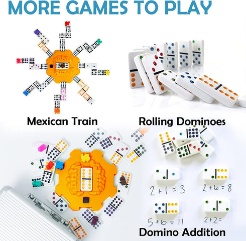 Set, 12 Set: 9 91 Set Yinlo Mexican Train Dominoes Double Dominoes Colorful Dot Pips, Real Train Sound Effect Hub