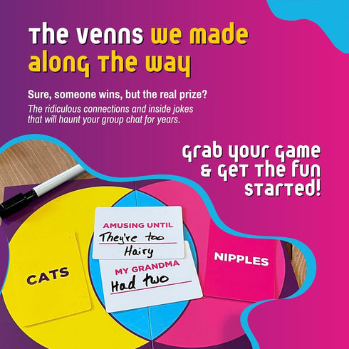 VENNS WITH BENEFITS 3+ Fun Board Game About Venn Diagrams for Players, Teens & Adults, Perfect for Friends & Family