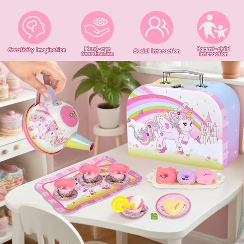 Set Girls,39 Set Set 3 4 5 6 7 8 Tea Party for Little Pcs Unicorn Tea Toys with Dessert,Cake